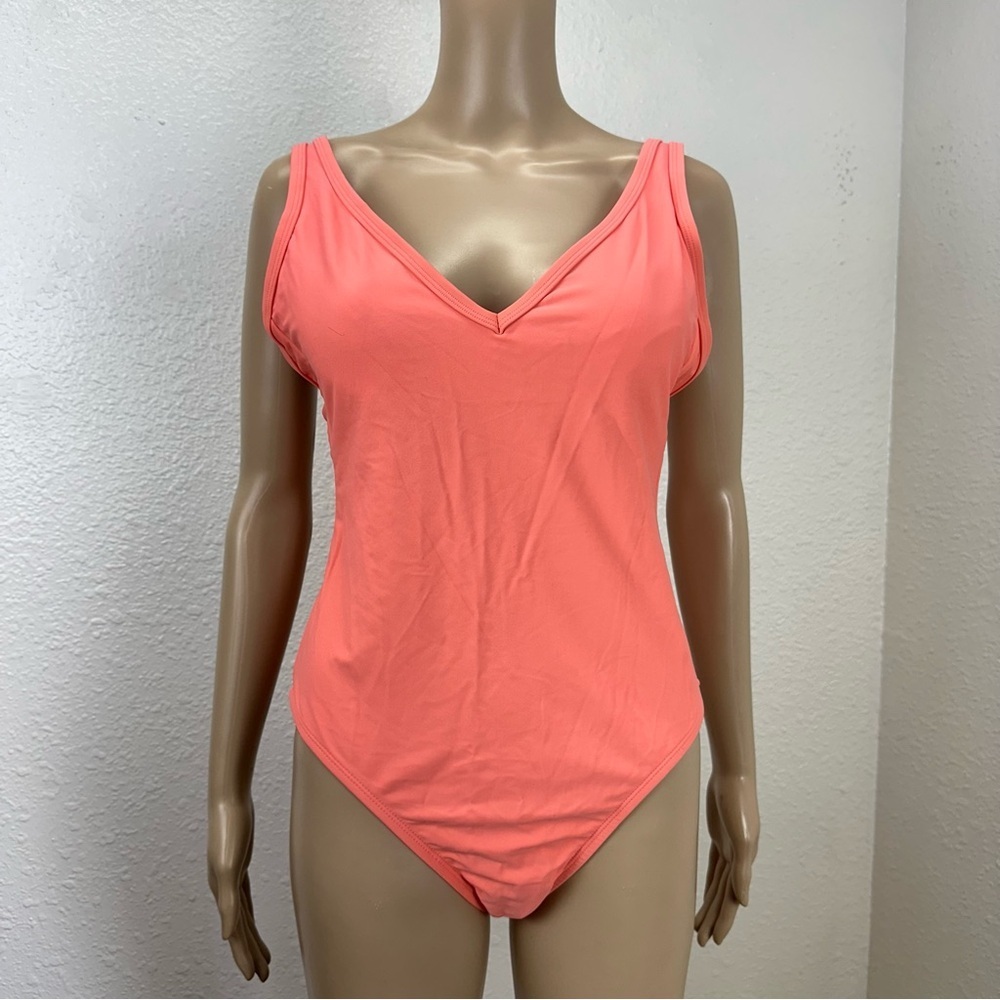 Kona sol one piece Coral V-Neck Swimsuit Sz Medium new